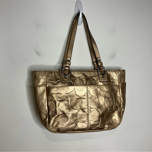 Coach gold zip top shoulder bag 12” x 9” x 4” - Picture 5 of 16